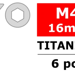 Team Corally Itanium Screws M4 X 16mm Hex Flat Head (6)