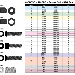 Team Corally - Universal Sport Car Series - Screws - Nuts Set - 970pcs -Louise RC Shop 341