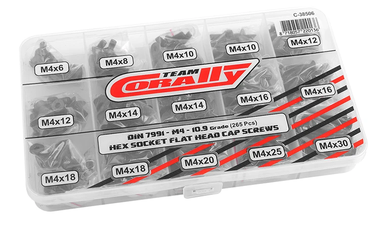 Team Corally - Screw Set M4 - Hex Flat Head - 265pcs 3 Team Corally - Screw Set M4 - Hex Flat Head - 265pcs