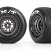 Traxxas Rear Tires & Wheels For Drag Slash (2): Matt Black Chrome