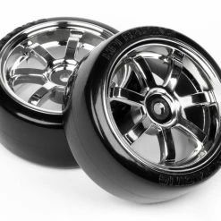HPI Racing - T-Drift Tire Preglued On RAYS 57S-Pro Chrome Wheel - 26mm - 0-offset - (2) -Louise RC Shop 4739 4739 06p 800 600