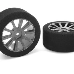 Team Corally Attack Foam Tires 1/10 GP Touring 37 Shore 30mm Rear Carbon Rims (2)