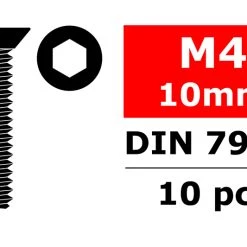 Team Corally Steel Screws M4 X 10mm Hex Flat Head (10)