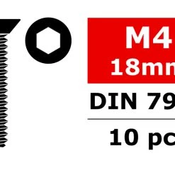 Team Corally Steel Screws M4 X 18mm Hex Flat Head (10)