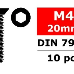 Team Corally Flat Head Hex Screw - M4x20 (10)
