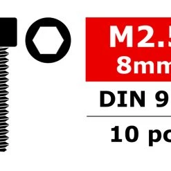 Team Corally Steel Screws M2.5 X 8mm Hex Socket Head (10)