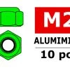Team Corally Aluminium Nylstop Nut M2 Green (10) -Louise RC Shop C 31011