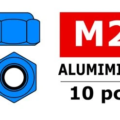 Team Corally Aluminium Nylstop Nut M2 Blue (10)