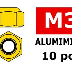 Team Corally Aluminium Nylstop Nut M3 Gold (10)