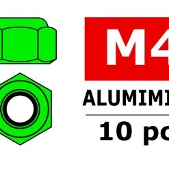 Team Corally Aluminium Nylstop Nut M4 Green (10)