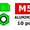 Team Corally Aluminium Nylstop Nut M5 Green (10)