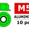 Team Corally Aluminium Nylstop Nut M5 Flanged Green (10) -Louise RC Shop C 31141