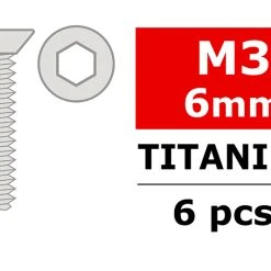 Team Corally Itanium Screws M3 X 6mm Hex Flat Head (6)