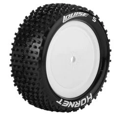Louise RC - E-Hornet Buggy Tyre With White Rim For 12mm Hex - 4WD Front - Mounted - Soft - (2)