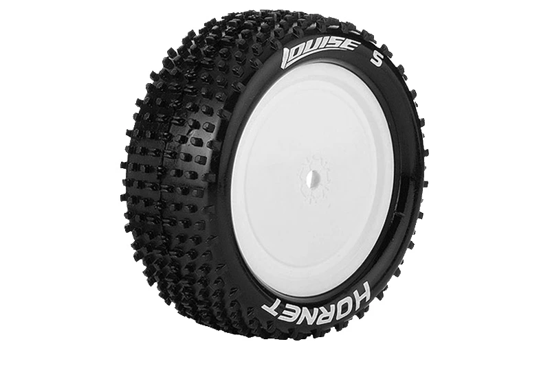 Louise RC - E-Hornet Buggy Tyre With White Rim For 12mm Hex - 4WD Front - Mounted - Soft - (2) 3 Louise RC - E-Hornet Buggy Tyre With White Rim For 12mm Hex - 4WD Front - Mounted - Soft - (2)