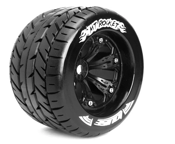Louise RC 1:8 3.8 Inch Monster Tire MT-Rocket Mounted On Black Wheel - 1:2 Offset - Sport (2) 3 Louise RC 1:8 3.8 Inch Monster Tire MT-Rocket Mounted On Black Wheel - 1:2 Offset - Sport (2)