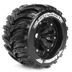 Louise RC 1:8 3.8 Inch Monster Tire MT-Cyclone Mounted On Black Wheel - 1:2 Offset - Sport (2)