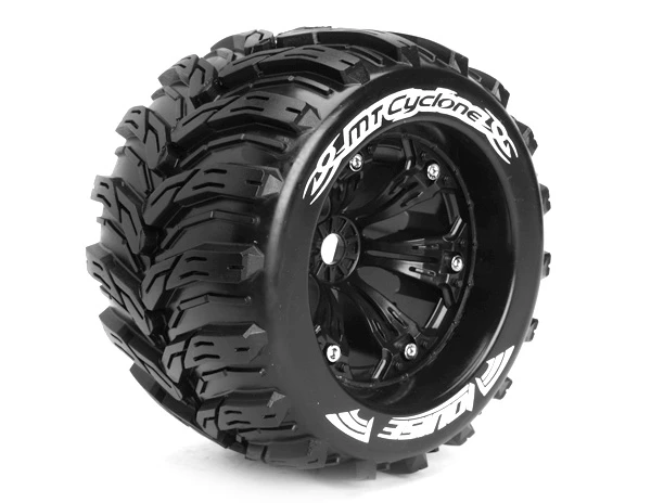Louise RC 1:8 3.8 Inch Monster Tire MT-Cyclone Mounted On Black Wheel - 1:2 Offset - Sport (2) 3 Louise RC 1:8 3.8 Inch Monster Tire MT-Cyclone Mounted On Black Wheel - 1:2 Offset - Sport (2)