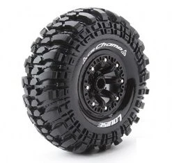 Louise RC Tire & Wheel CR-CHAMP 2.2" - Black Spoke Rim / Mounted (2)