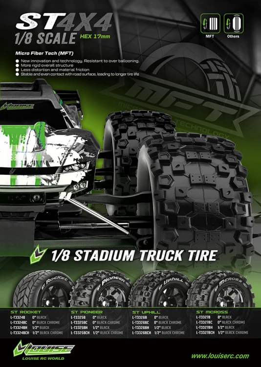 Louise RC Tires & Wheels ST-ROCKET 3,8" Black MFT 1/2-Offset (2) 4 Louise RC Tires & Wheels ST-ROCKET 3,8" Black MFT 1/2-Offset (2) - Image 2