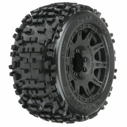 PRO-LINE 1/8 Badlands F/R 3.8" MT Tires Mounted 17mm Blk Raid (2)