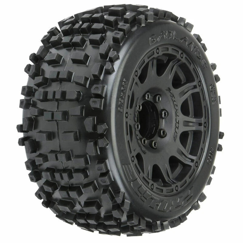 PRO-LINE 1/8 Badlands F/R 3.8" MT Tires Mounted 17mm Blk Raid (2) 3 PRO-LINE 1/8 Badlands F/R 3.8" MT Tires Mounted 17mm Blk Raid (2)