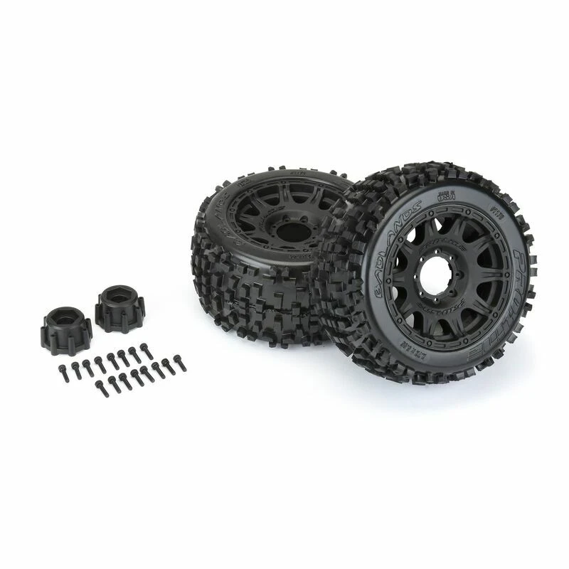 PRO-LINE 1/8 Badlands F/R 3.8" MT Tires Mounted 17mm Blk Raid (2) 4 PRO-LINE 1/8 Badlands F/R 3.8" MT Tires Mounted 17mm Blk Raid (2) - Image 2