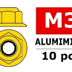 Team Corally Aluminium Nylstop Nut M3 Flanged Gold (10)