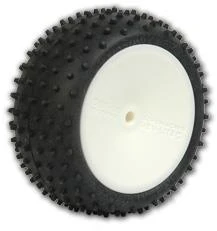 Schumacher Pre-Glued Hex Mini Spike 2 - Rear Tyres - Yellow (2)