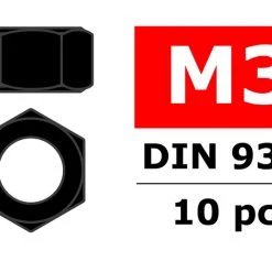 Team Corally M3 Steel Nut - Black - (10)