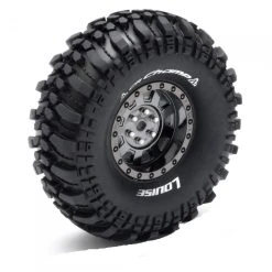 Louise RC Tire & Wheel CR-CHAMP 1.9" - Chrome Black Spoke Rim / Mounted (2)