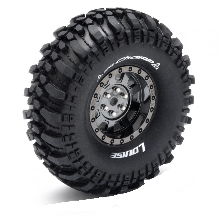 Louise RC Tire & Wheel CR-CHAMP 1.9" - Chrome Black Spoke Rim / Mounted (2) 3 Louise RC Tire & Wheel CR-CHAMP 1.9" - Chrome Black Spoke Rim / Mounted (2)