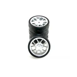 RIDE 1:10 Belted Pre-Glued Tires 24mm - 10 Spoke Silver Wheel (4)