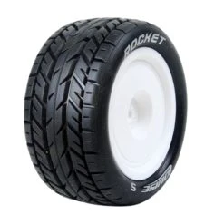 Louise RC 1:10 Pre Mounted E-Rocket 4WD Rear Tire With 12mm White Rim - Soft (2)