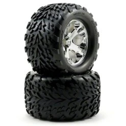 Traxxas Talon Tyres Pre-Glued On All-Star Chrome Wheels (Bearing Fit) (2)