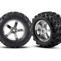 Traxxas MAXX Tyres Pre-Glued On Chrome Hurricane Wheels (14mm Hex) (2)